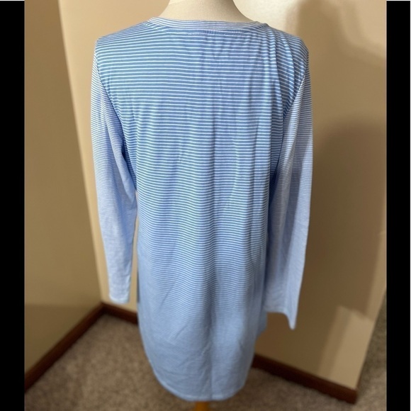 Lauren Ralph Lauren Blue/White Striped Monogram Nightgown Sz M NWOT - Picture 3 of 5